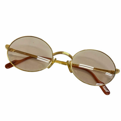 Cartier Vintage Solobonne Oval Sunglasses Eyewear Gold Brown 53 22 Prescription