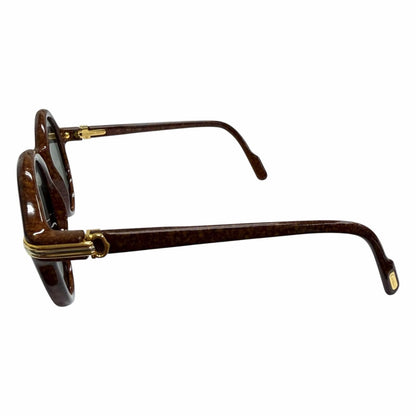 Cartier Vintage 135 Cabriolet Trinity Round Frame Sunglasses Eyewear Brown — view 4
