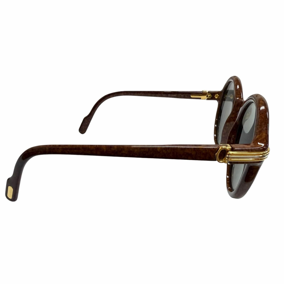 Cartier Vintage 135 Cabriolet Trinity Round Frame Sunglasses Eyewear Brown — view 5