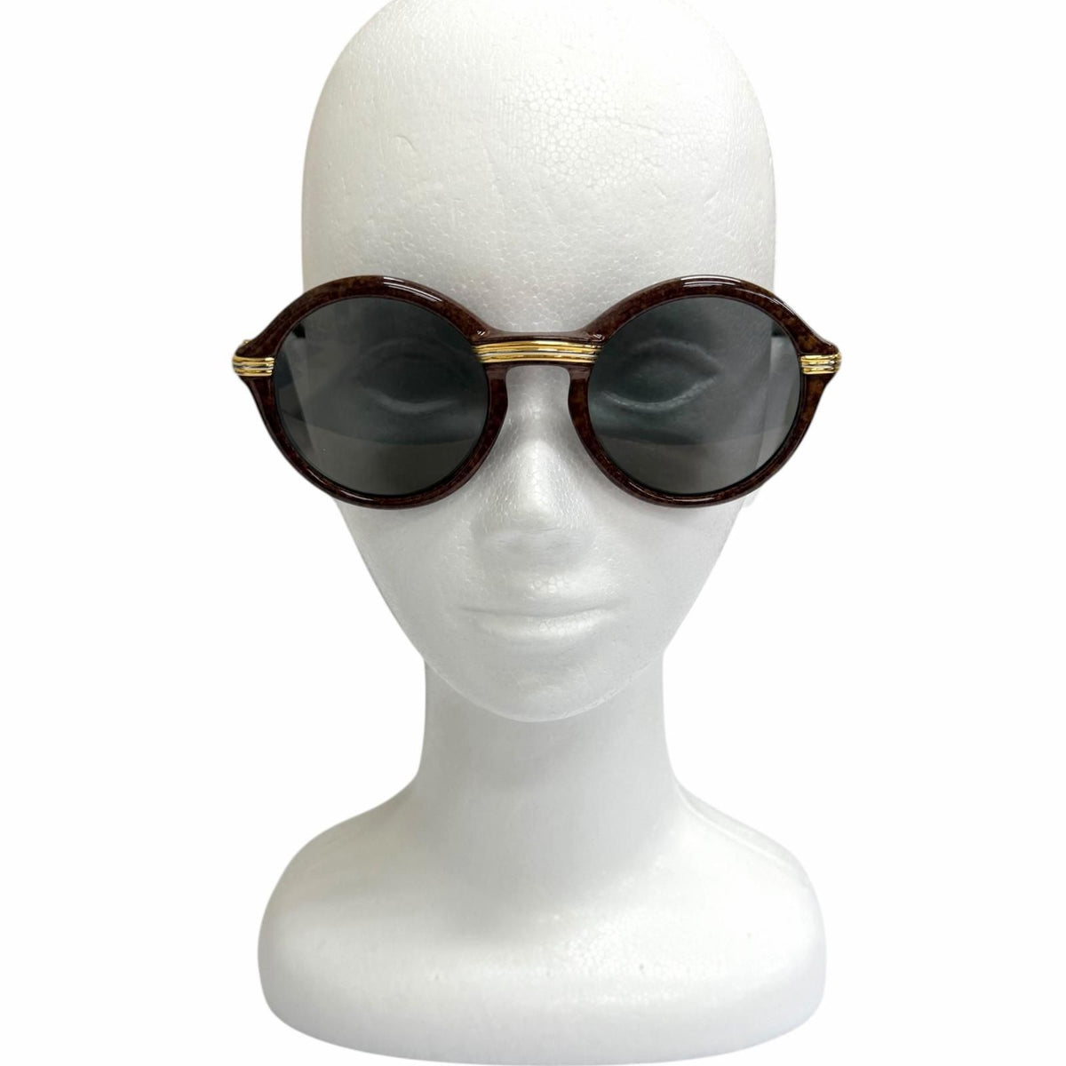 Cartier Vintage 135 Cabriolet Trinity Round Frame Sunglasses Eyewear Brown — view 3
