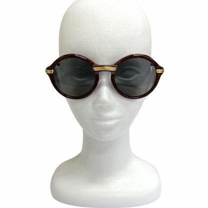 Cartier Vintage 135 Cabriolet Trinity Round Frame Sunglasses Eyewear Brown — view 3