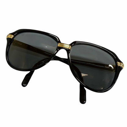 Cartier Vintage 140 Trinity Teardrop Sunglasses Black Gold Gray Lens Eyewear