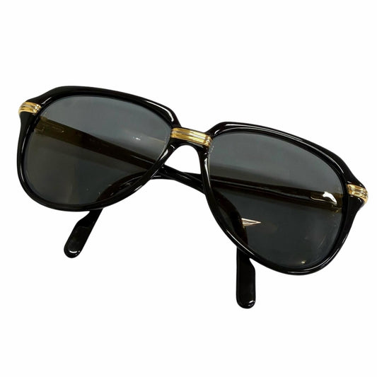 Cartier Vintage 140 Trinity Teardrop Sunglasses Black Gold Gray Lens Eyewear