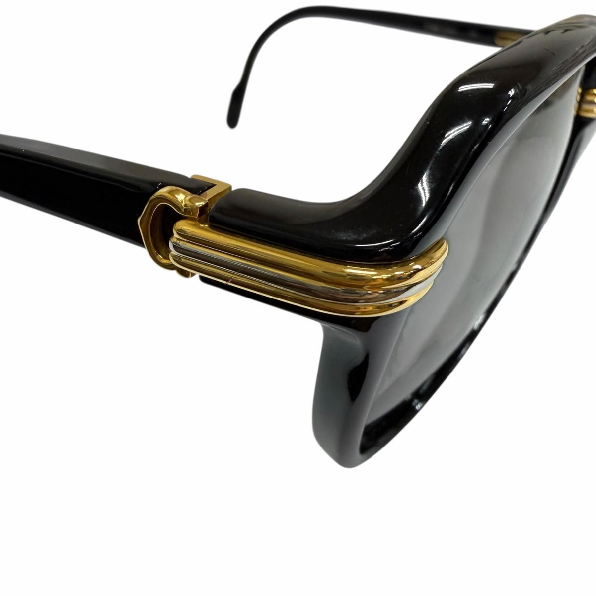 Cartier Vintage 140 Trinity Teardrop Sunglasses Black Gold Gray Lens Eyewear — view 6