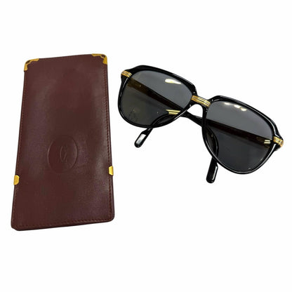 Cartier Vintage 140 Trinity Teardrop Sunglasses Black Gold Gray Lens Eyewear — view 2