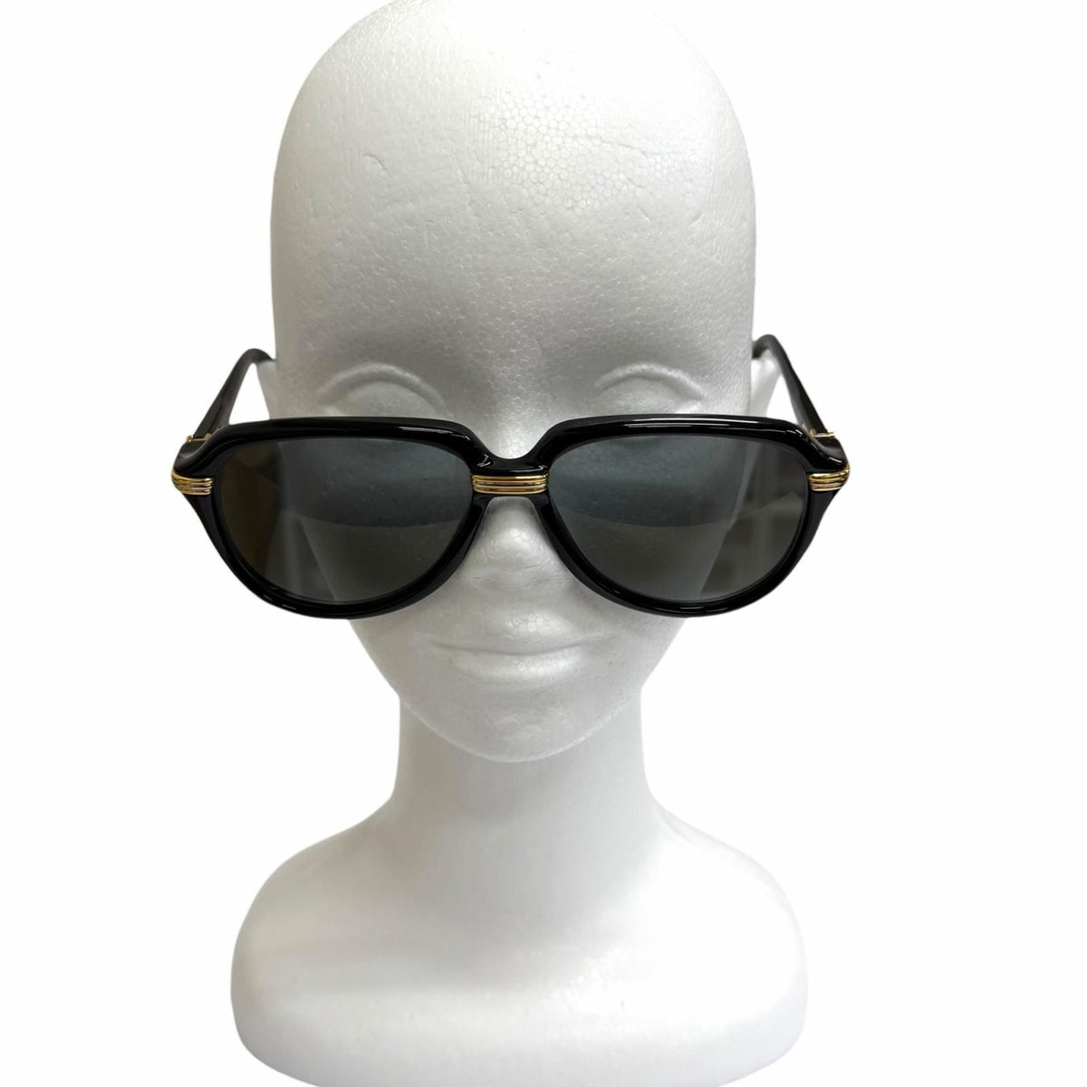 Cartier Vintage 140 Trinity Teardrop Sunglasses Black Gold Gray Lens Eyewear — view 3