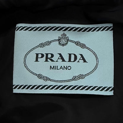 Prada Triangle Logo Sheepskin Fur Zip UP Down Coat Navy 36 Jacket — view 8