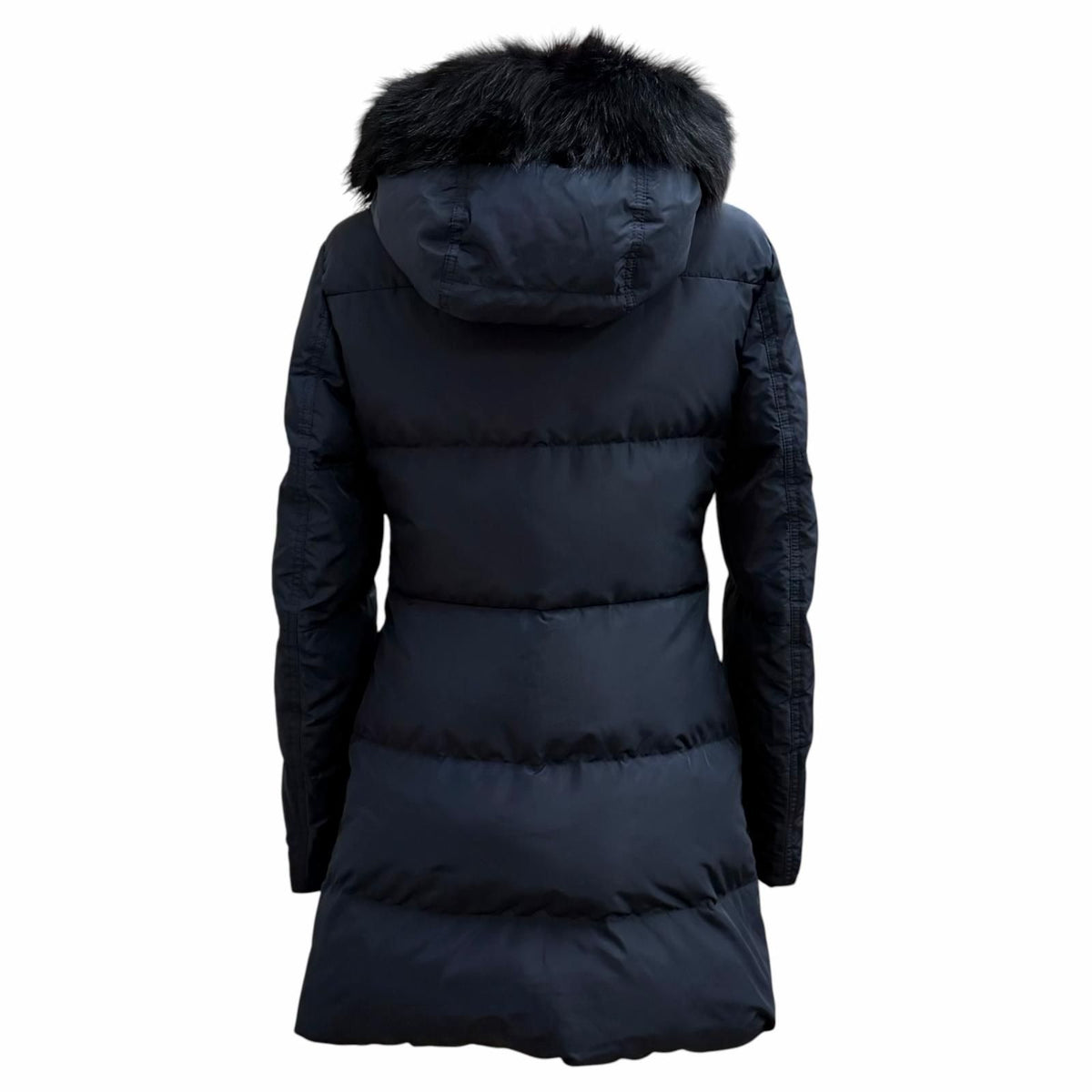 Prada Triangle Logo Sheepskin Fur Zip UP Down Coat Navy 36 Jacket — view 4