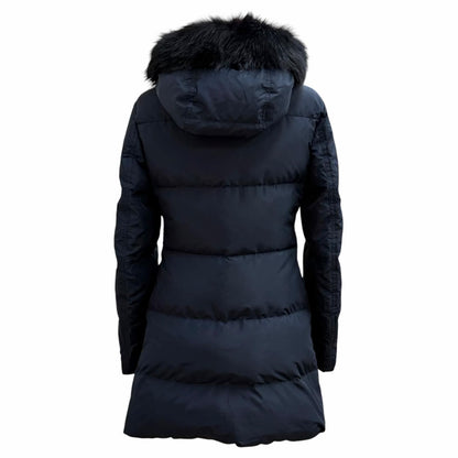 Prada Triangle Logo Sheepskin Fur Zip UP Down Coat Navy 36 Jacket — view 4