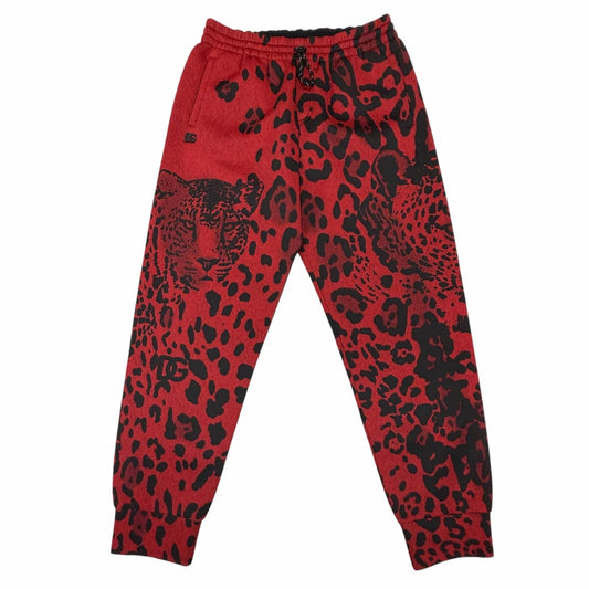 Dolce & Gabbana Gwwqaz Black Tag Leopard Print Sea Sweatpants Red Pants 50