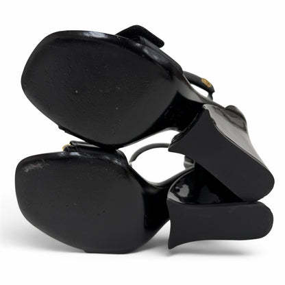 Louis Vuitton Stellar Line Patent Leather LV Logo Ankle Strap Sandals Black — view 4