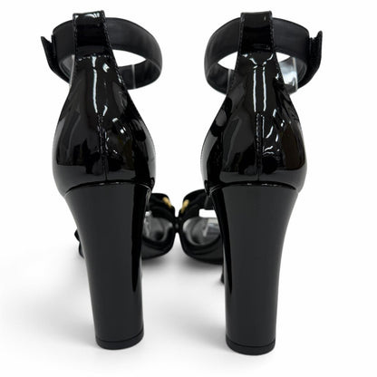 Louis Vuitton Stellar Line Patent Leather LV Logo Ankle Strap Sandals Black — view 3