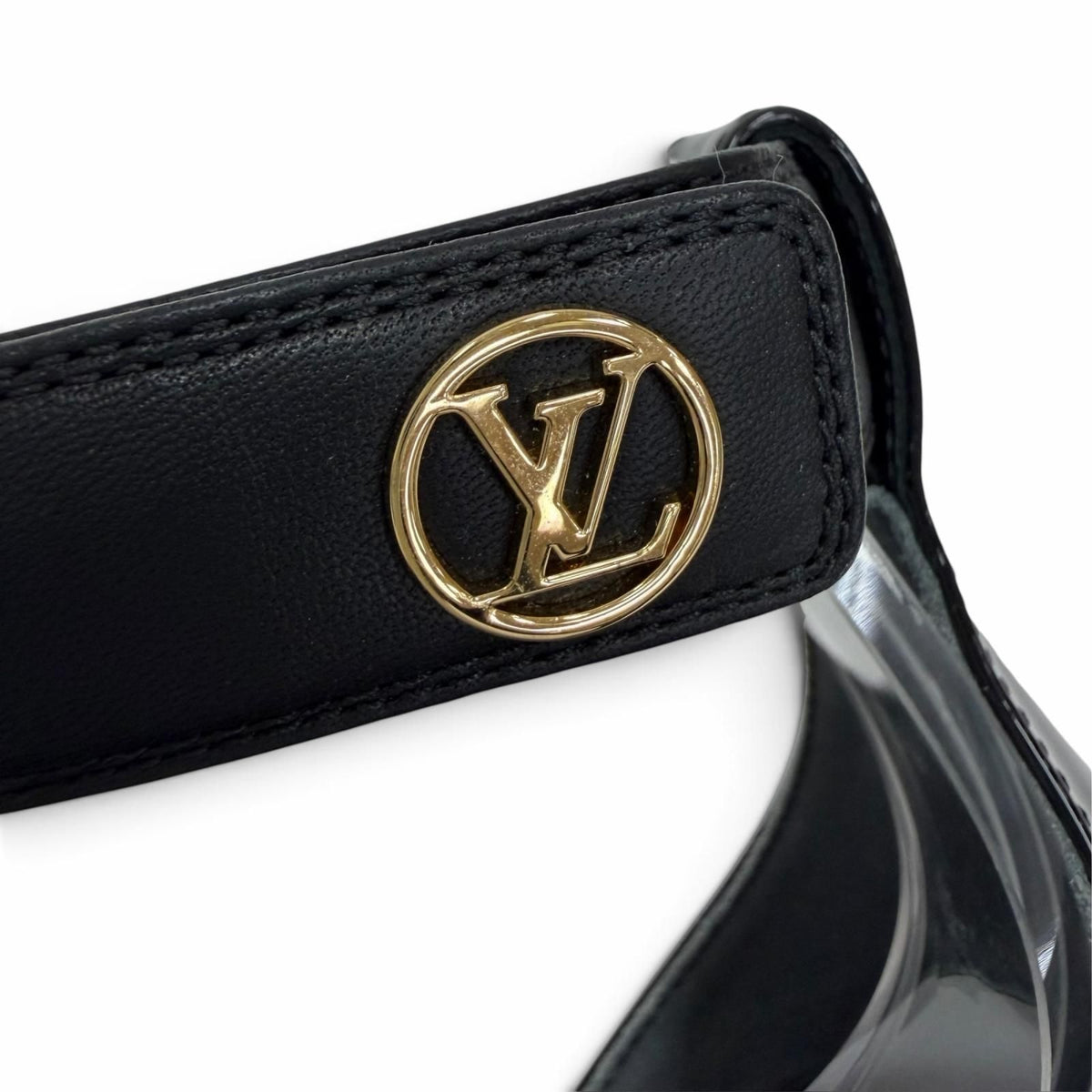 Louis Vuitton Stellar Line Patent Leather LV Logo Ankle Strap Sandals Black — view 7
