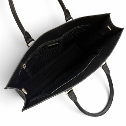 Prada Saffiano Leather 2-Way Tote Black Silver — view 7