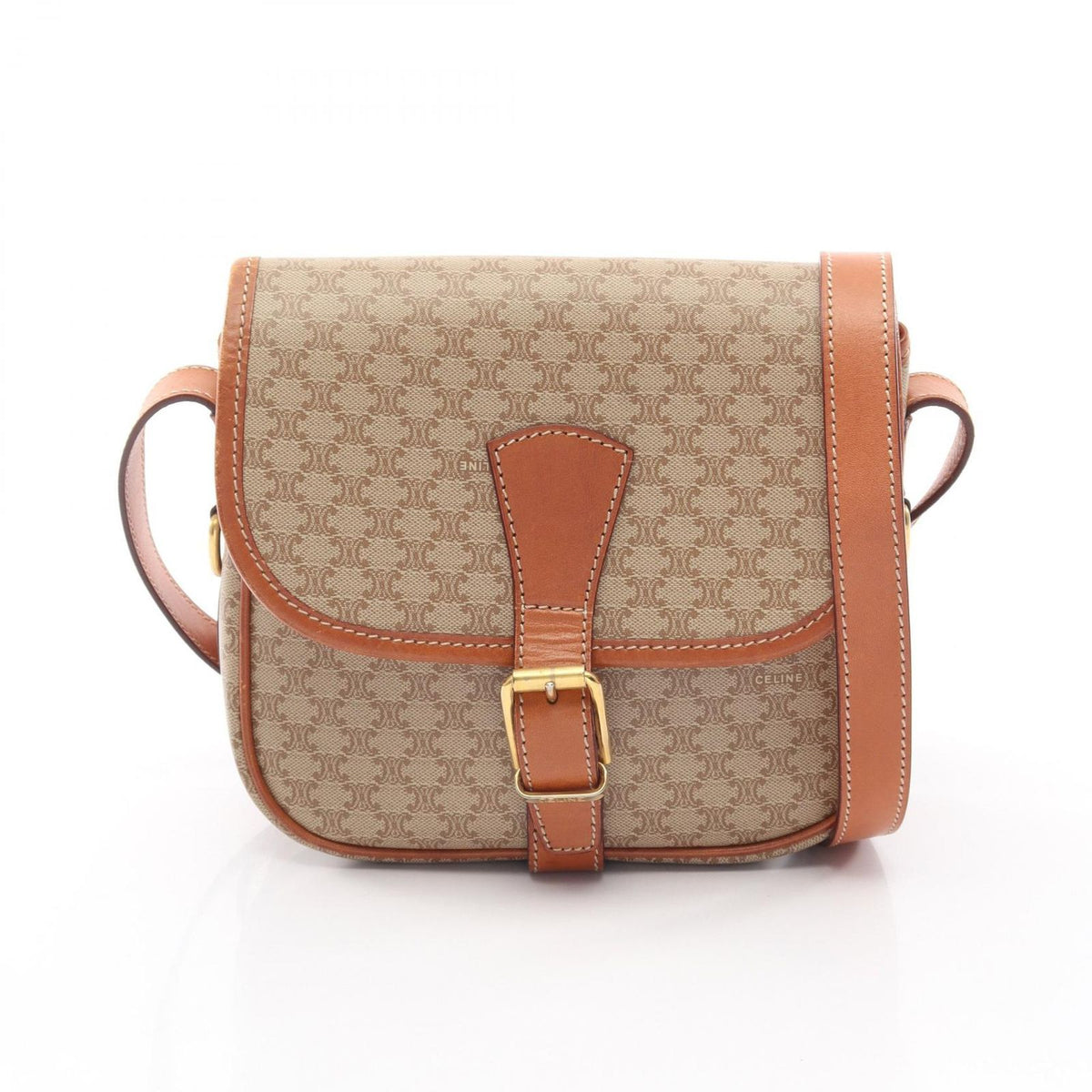 Celine Shoulder Bag Macadam Beige Leather Triomphe