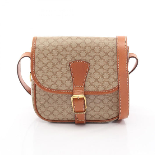 Celine Shoulder Bag Macadam Beige Leather Triomphe