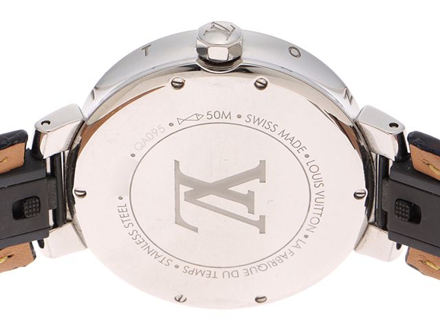Louis Vuitton Tambour Moon Divine Watch Stainless Lug Diamond Crocodile Leather — view 4