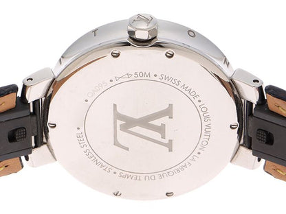 Louis Vuitton Tambour Moon Divine Watch Stainless Lug Diamond Crocodile Leather — view 4