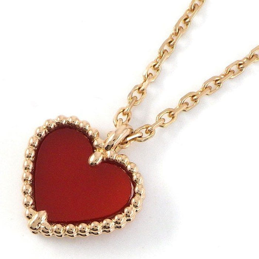 Van Cleef & Arpels Necklace Sweet Heart Alhambra Carnelian 18k Pink Gold