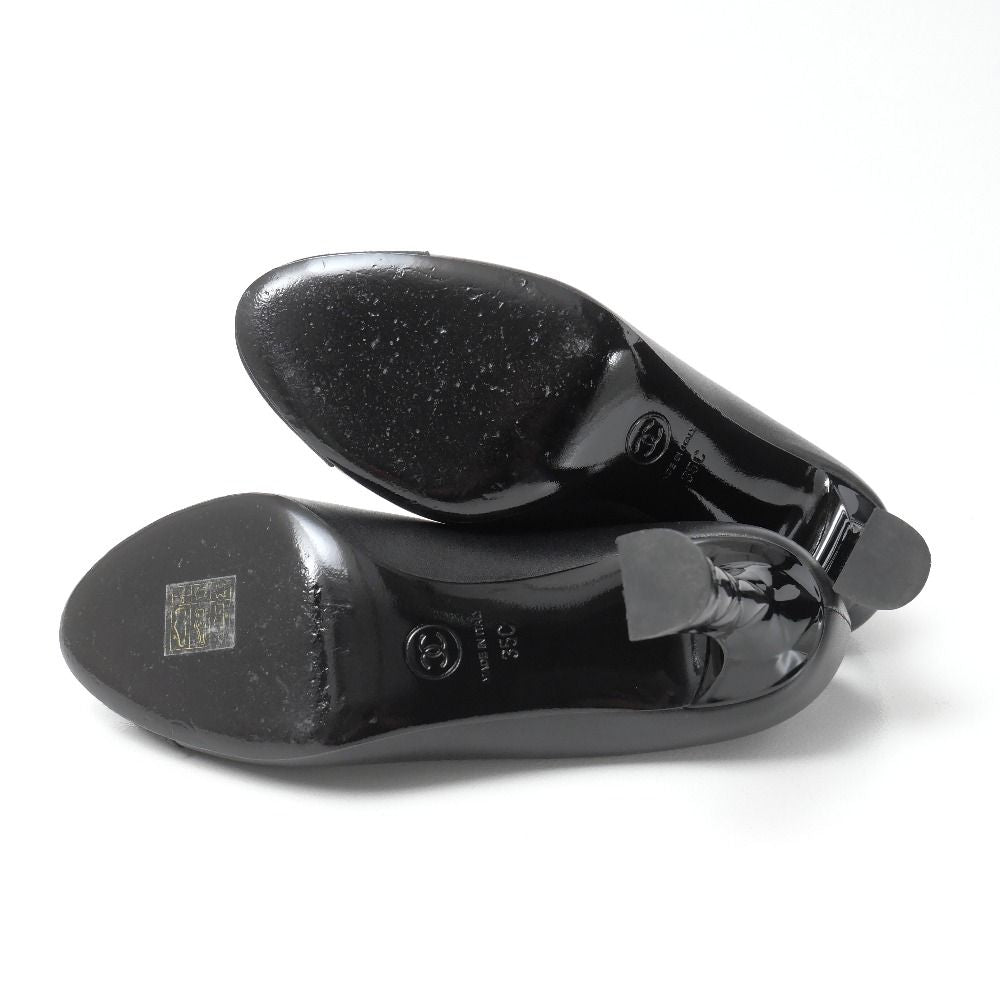 Chanel Pumps 35C CC Logo Cap Toe Lambskin Heels — view 8