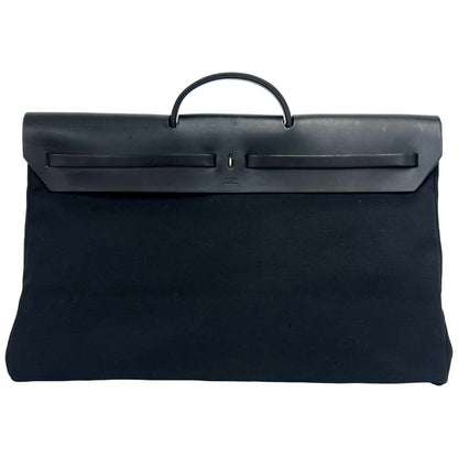 Hermes Herbag GM Toile Officier Leather Boston Bag Black — view 3