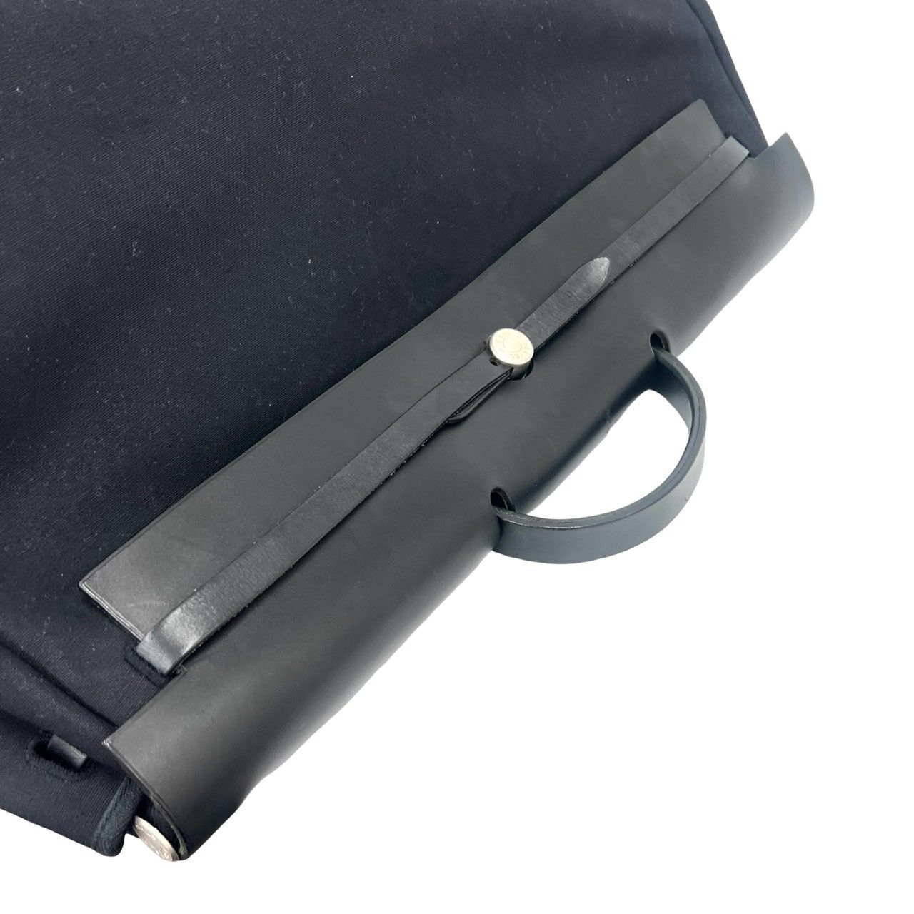 Hermes Herbag GM Toile Officier Leather Boston Bag Black — view 4