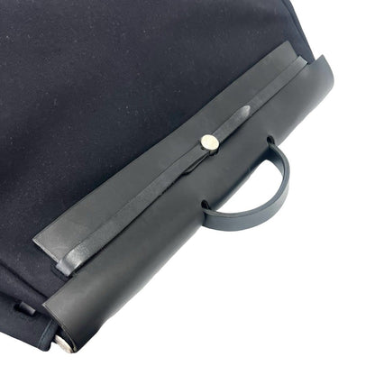 Hermes Herbag GM Toile Officier Leather Boston Bag Black — view 4