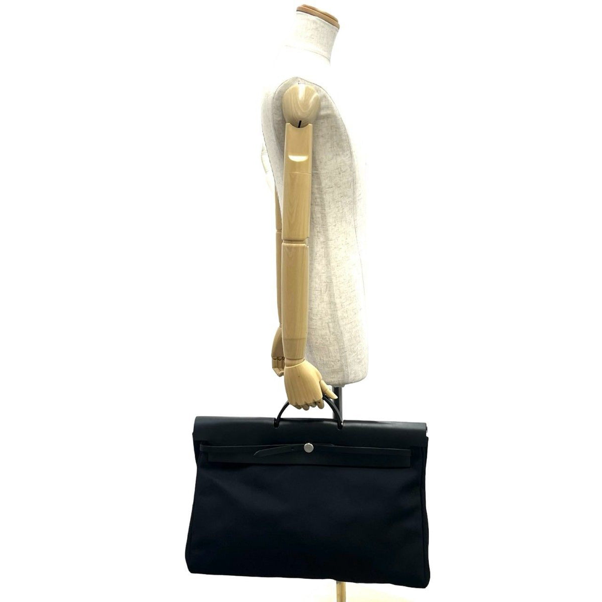 Hermes Herbag GM Toile Officier Leather Boston Bag Black — view 2