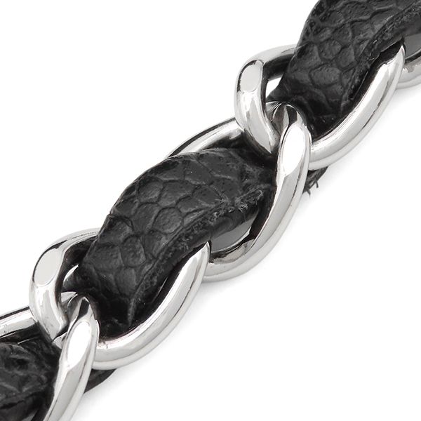 Chanel Shoulder Bag Quilted 25 Chain Caviar Leather Black Silver CC Logo Double — view 7