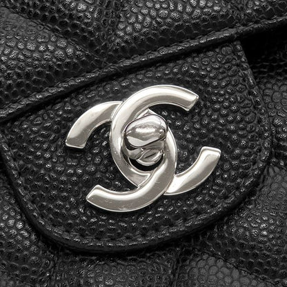 Chanel Shoulder Bag Quilted 25 Chain Caviar Leather Black Silver CC Logo Double — view 5