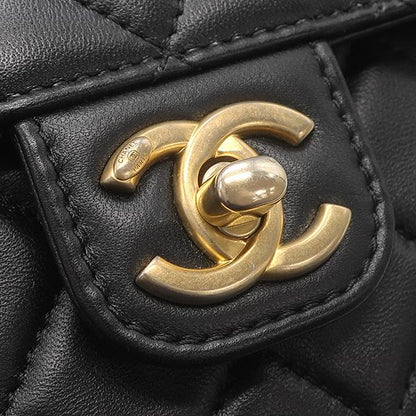 Chanel Shoulder Bag Quilted Chain Lambskin Black Vintage Logo — view 5