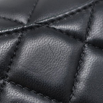 Chanel Shoulder Bag Quilted Chain Lambskin Black Vintage Logo — view 7