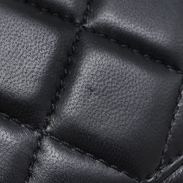 Chanel Shoulder Bag Quilted Chain Lambskin Black Vintage Logo — view 8