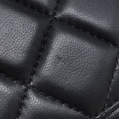 Chanel Shoulder Bag Quilted Chain Lambskin Black Vintage Logo — view 8