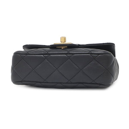 Chanel Shoulder Bag Quilted Chain Lambskin Black Vintage Logo — view 3