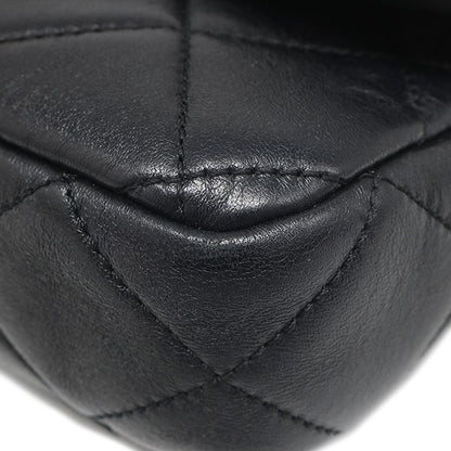 Chanel Shoulder Bag Quilted Chain Leather Black Vintage CC Logo — view 4