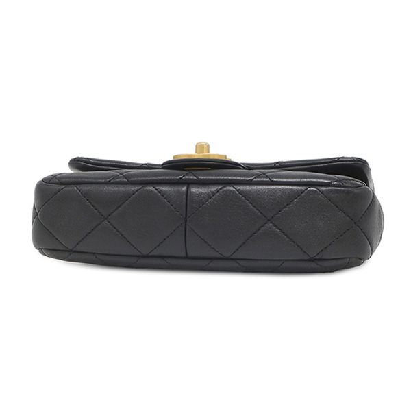 Chanel Shoulder Bag Quilted Chain Leather Black Vintage CC Logo — view 3