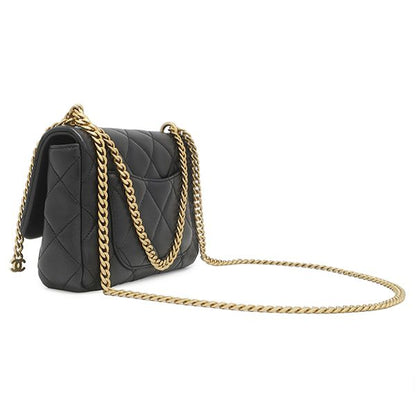 Chanel Shoulder Bag Quilted Chain Leather Black Vintage CC Logo — view 2