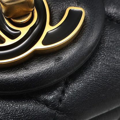 Chanel Shoulder Bag Quilted Chain Leather Black Vintage CC Logo — view 6