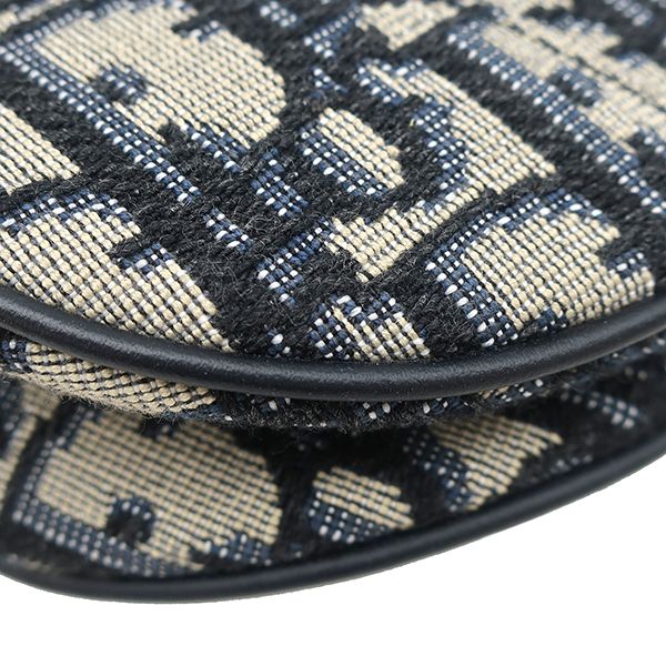 Dior Trotter Saddle Bag Small Canvas Leather Oblique Jacquard Navy Gold — view 4