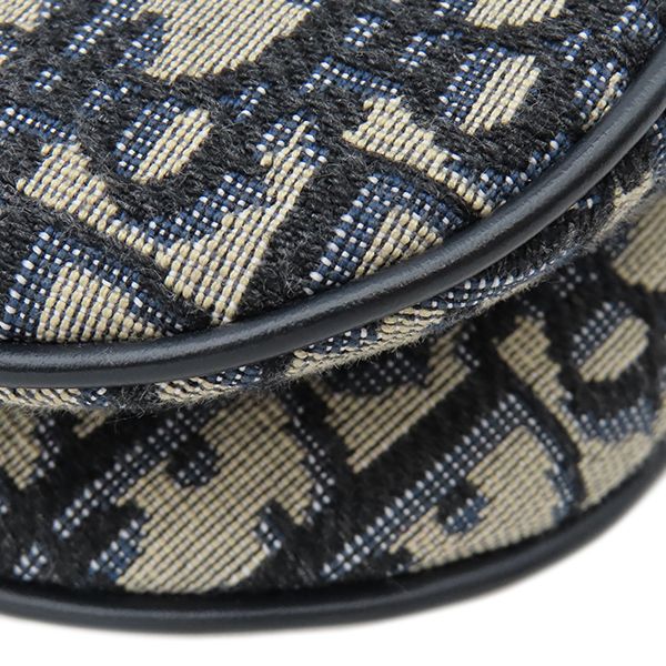 Dior 2-Way Trotter Saddle Bag Canvas Leather Oblique Jacquard Navy Gold — view 4