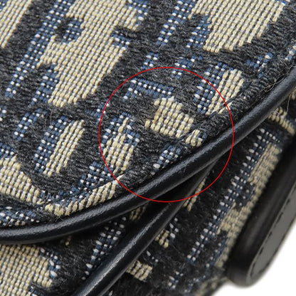 Dior 2-Way Trotter Saddle Bag Canvas Leather Oblique Jacquard Navy Gold — view 5