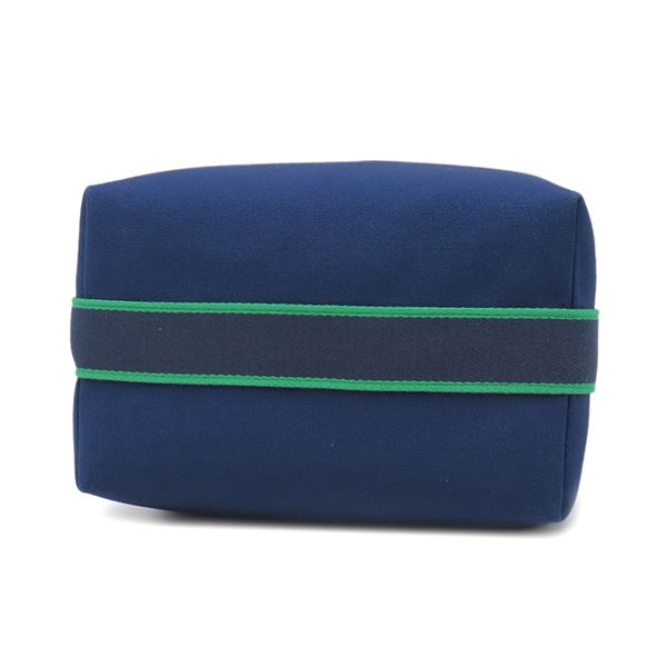 Hermes Pouch Brid-a-brac GM Cotton Marine Silver Blue Navy Green Vanity H Logo — view 3