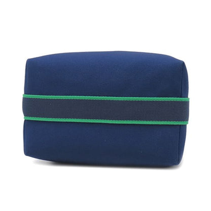 Hermes Pouch Brid-a-brac GM Cotton Marine Silver Blue Navy Green Vanity H Logo — view 3