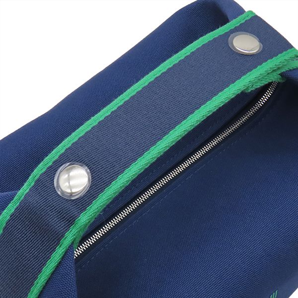 Hermes Pouch Brid-a-brac GM Cotton Marine Silver Blue Navy Green Vanity H Logo — view 6