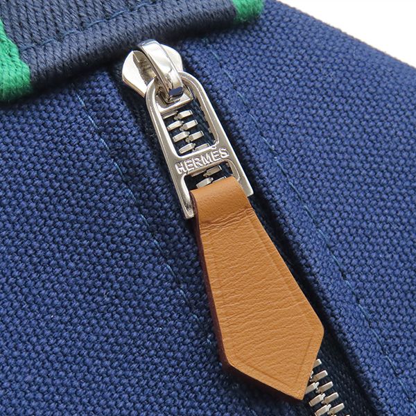 Hermes Pouch Brid-a-brac GM Cotton Marine Silver Blue Navy Green Vanity H Logo — view 5