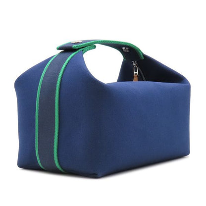Hermes Pouch Brid-a-brac GM Cotton Marine Silver Blue Navy Green Vanity H Logo — view 2