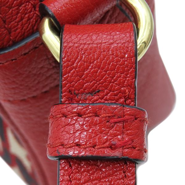 Miu Miu Shoulder Bag M Paris Logo Canvas Leather Red Gold All Over Print — view 7