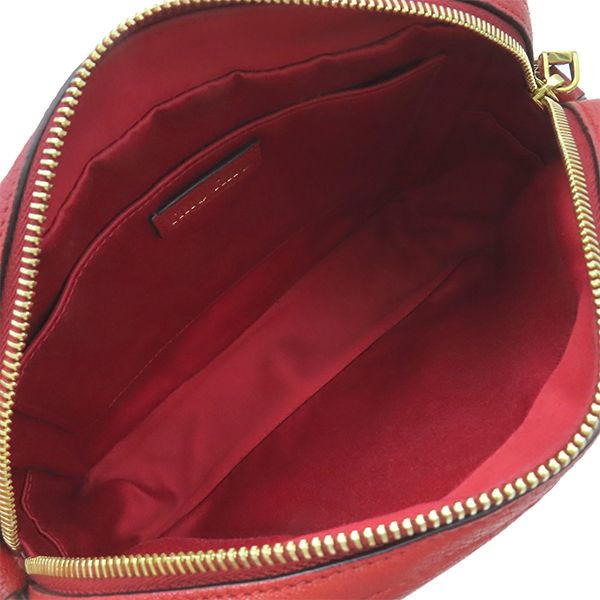 Miu Miu Shoulder Bag M Paris Logo Canvas Leather Red Gold All Over Print — view 8