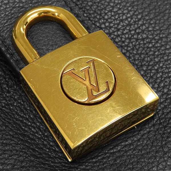 Louis Vuitton Shoulder Bag Lowkey Grain Calf Leather Black Gold Padlock Motif — view 8